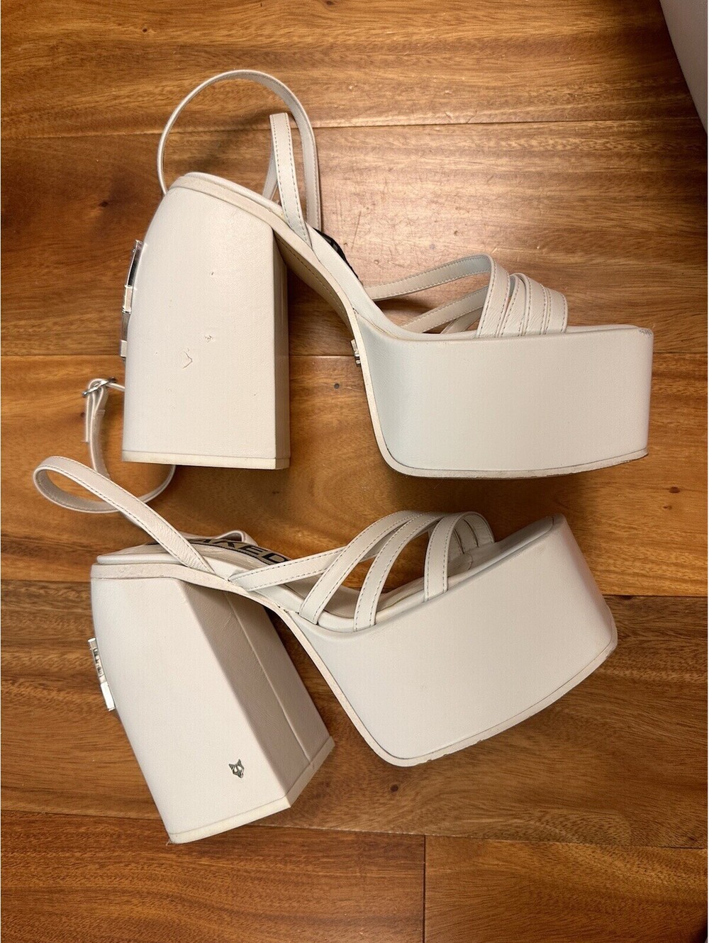 NAKED WOLFE Jada white leather platform heels